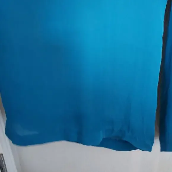 Anthropologie's Elevenses Teal Blue Super Wide Leg Palazzo Pants Pleats Size 10 - Picture 6 of 12